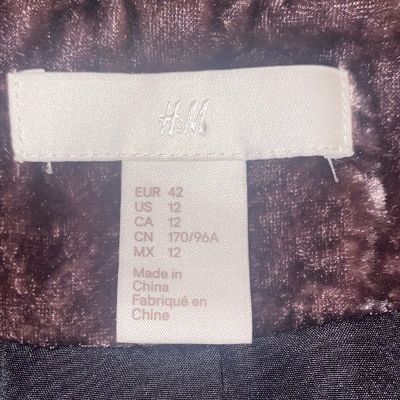 H & M CRUSHED-VELVET BLAZER, DARK TAUPE, sz 12 - Picture 14 of 14